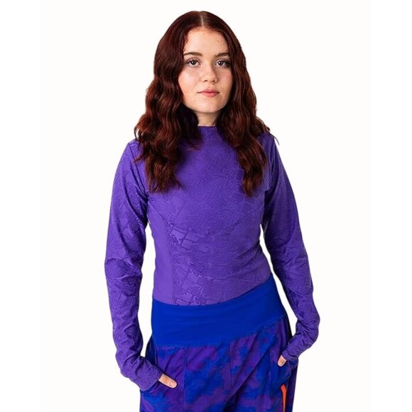 MTV Women's Bodysuit Long Sleeve Shapewear Leotard Violet XS NEW - Picture 5 of 7